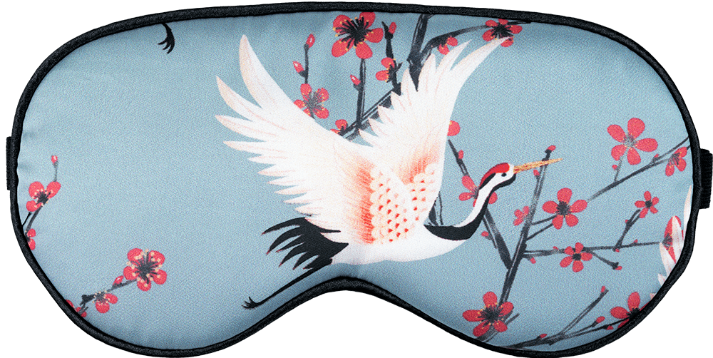 Schlafmaske mit Kranich Hellblau ohne Hintergrund