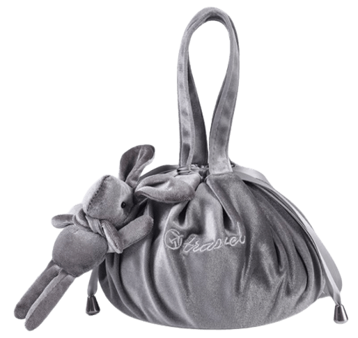 Kosmetikbeutel Steingrau Kosmetikbeutel aus Samt mit Glücksbringer