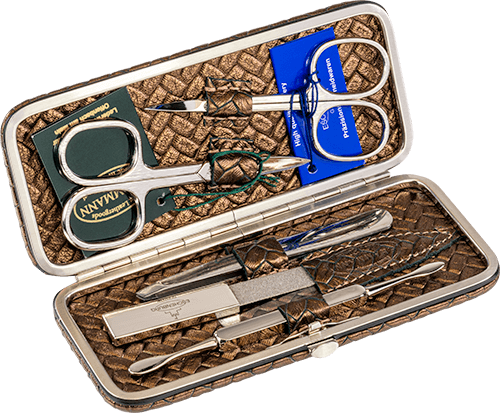 Maniküre-Etui Flechtleder Bronze Maniküre-Etui Flechtleder Bronze