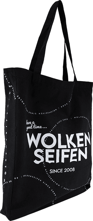 Wolkenseifen Einkaufsbeutel schwarz mit Boden