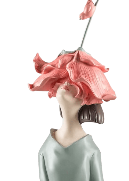 Mädchen mit Blütenkopf Dekofigur Resin Mädchen Blütenkopf