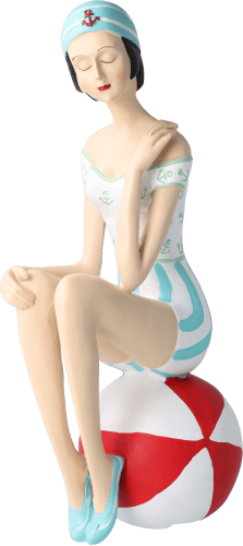 Pinup Schwimmerin sitzend auf Ball