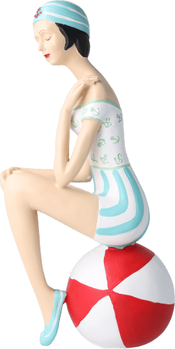 Pinup Schwimmerin sitzend auf Ball