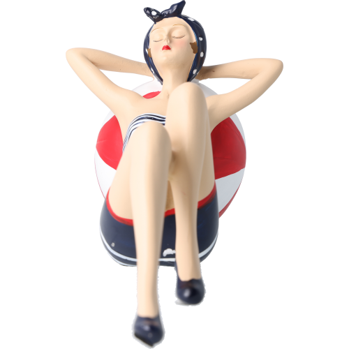 Pinup Schwimmerin liegend auf Ball Pinup Schwimmerin liegend auf Ball