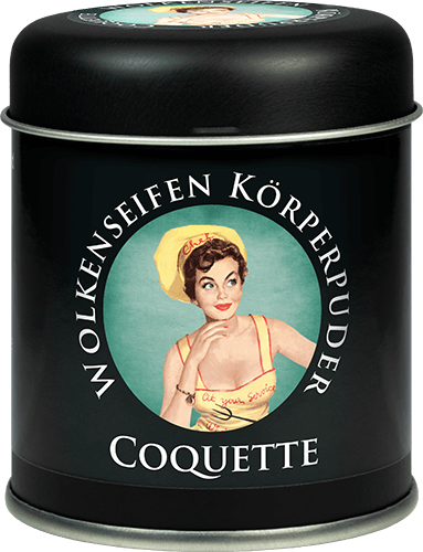 Trockenshampoo (Körperpuder) Coquette Streudose ohne Hintergrund