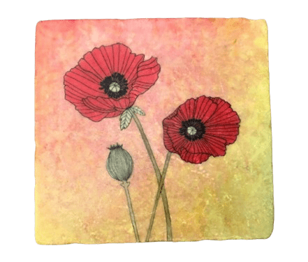 Kachelablage Mohnblüte Kachelablage Mohnblüte