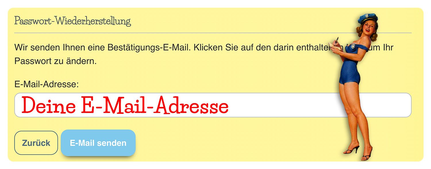 Screenshot Passwort wiederherstellen