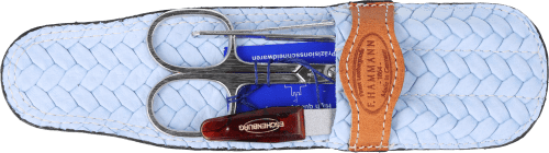 Maniküre-Etui Leder hellblau-braun Maniküre-Etui Leder hellblau-braun