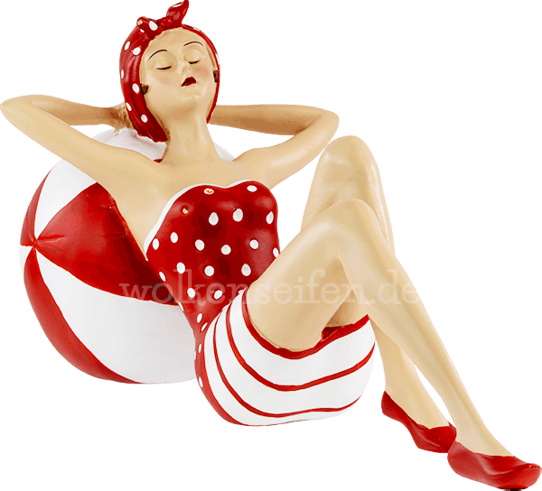 Pinup liegend auf Ball rot Dekofigur Pinup
