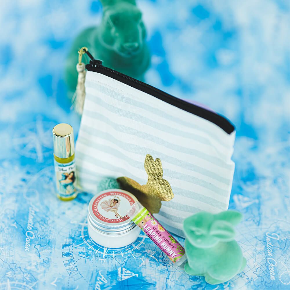 Kosmetiktasche Hase gestreift Hellblau Kosmetiktasche Hase gestreift Hellblau