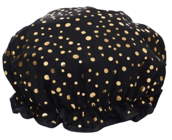 Showercap schwarz Gold-Dots Showercap scharz mit goldenen Punkten