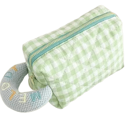 Kosmetiktasche kariert Grün Kosmetiktasche aus Cord mit Tulpenapplikation