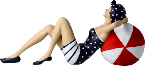 Pinup liegend auf Ball blau Pinup liegend auf Ball blau