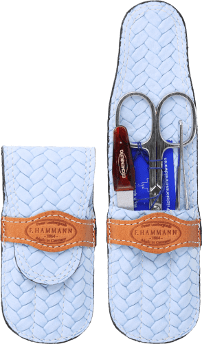 Maniküre-Etui Leder hellblau-braun F. Hammann Maniküre Etui Mini beige-braun