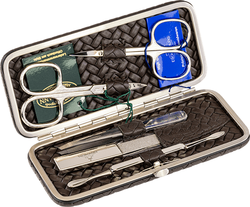 Maniküre-Etui Flechtleder Dunkelbraun Maniküre-Etui Flechtleder Dunkelbraun