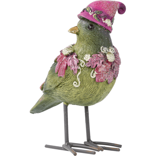 Dekovogel Pink-Grün Mütze Glitzervogel Grün-Pink Mütze