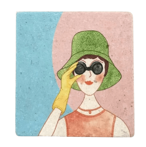 Kachelablage Fernweh Fliese Ablage Frau mit Fernglas