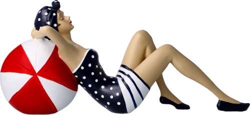 Pinup liegend auf Ball blau Pinup liegend auf Ball blau