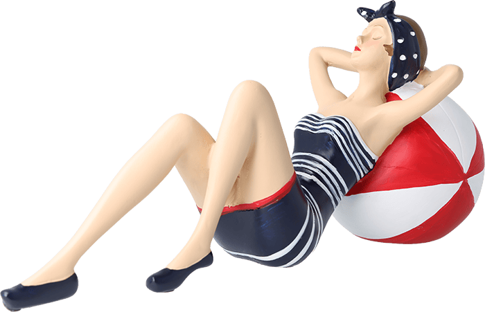 Pinup Schwimmerin liegend auf Ball Pinup Schwimmerin liegend auf Ball