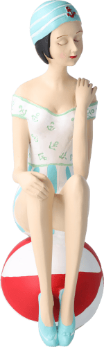 Pinup Schwimmerin sitzend auf Ball