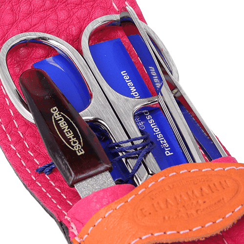 Maniküre-Etui Leder pink-orange Maniküre-Etui Leder pink-orange