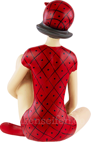 Pinup sitzend rot-kariert
