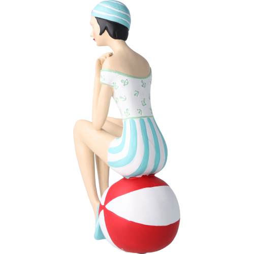 Pinup Schwimmerin sitzend auf Ball Pinup Schwimmerin sitzend auf Ball