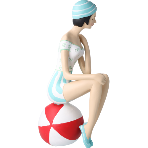 Pinup Schwimmerin sitzend auf Ball Pinup Schwimmerin sitzend auf Ball