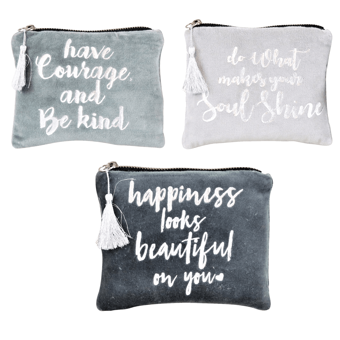 Samt-Kosmetiktasche Soul hellgrau Samt-Kosmetiktasche Courage Grautöne ohne Hintergrund