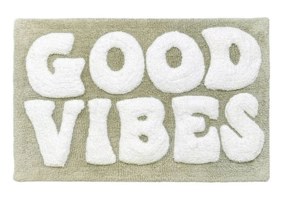 Badematte Good Vibes Olive Fluffige plüschige Badematte