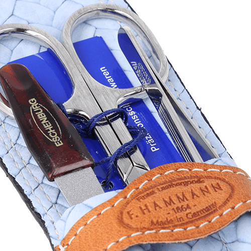 Maniküre-Etui Leder hellblau-braun Maniküre-Etui Leder hellblau-braun