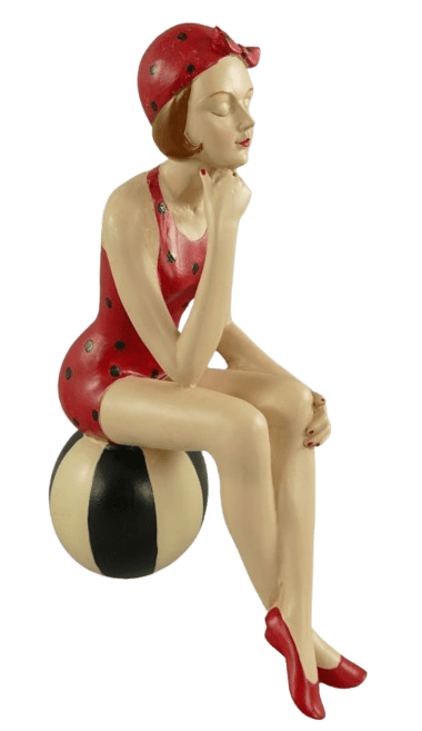 Pinup auf Ball rot Pinup Dekofigur auf ball