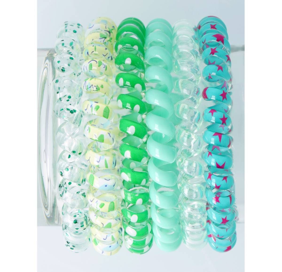 Spiral-Haargummis Grün-Mix