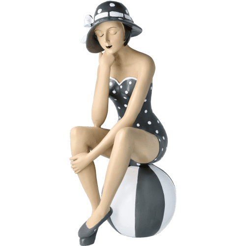 Pinup auf Ball Grau Pinup Dekofigur auf ball