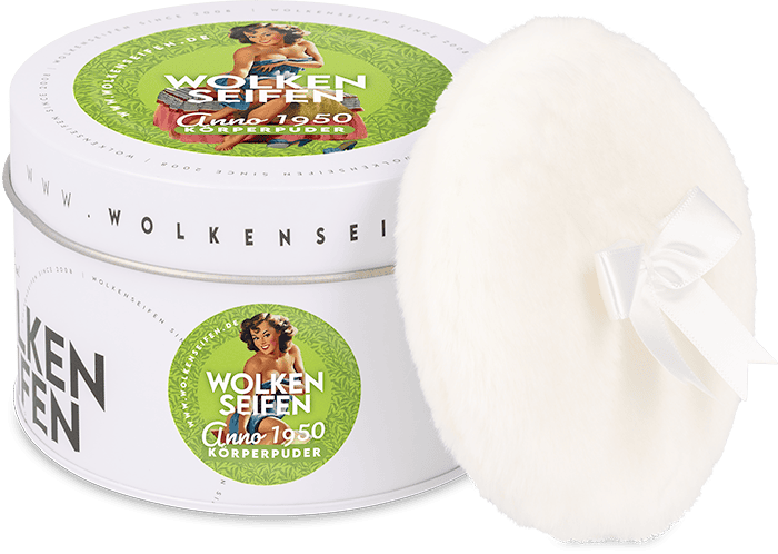 Körperpuder (Trockenshampoo) Anno 1950 ohne Hintergrund