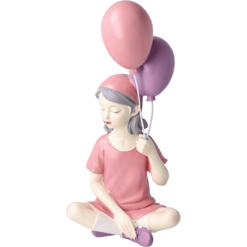 Mädchen Ballons sitzend peach Dekofigur mädchen Ballons sitzend