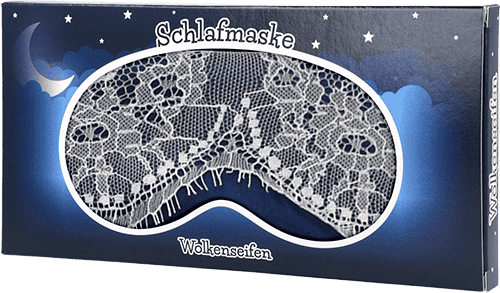 Schlafmaske mit Spitze Blau-Weiß Schlafmaske mit Spitze Blau-Weiß