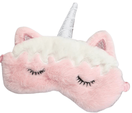 Schlafmaske Plüsch-Einhorn Rosa-Weiß Schlafmaske Plüsch-Einhorn