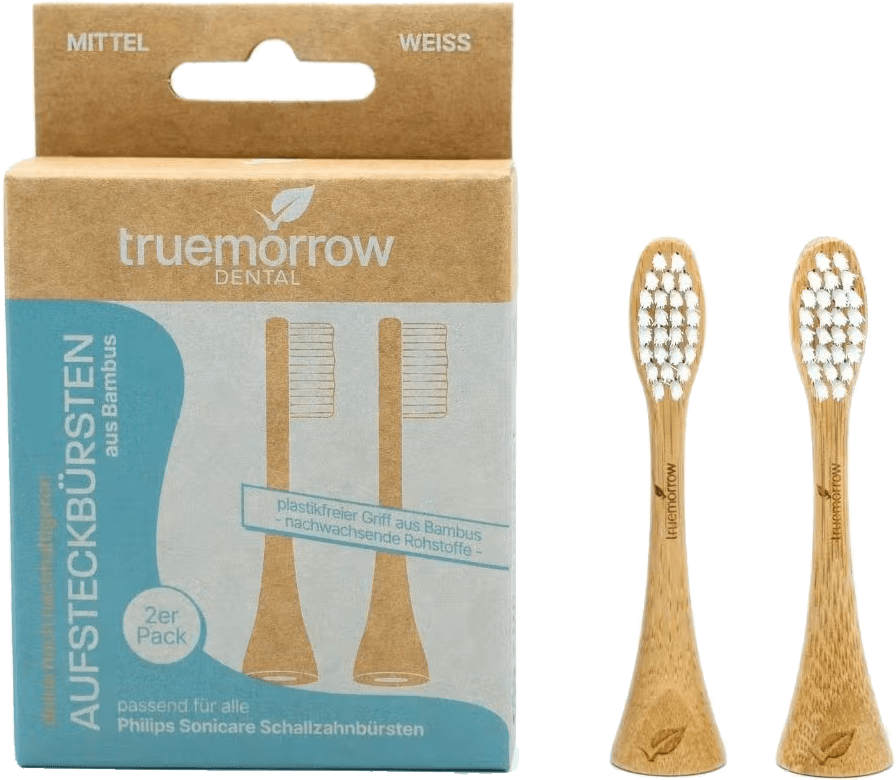 Bambus-Aufsteckzahnbürsten Weiß MITTEL truemorrow Bambus Aufsteckzahnbürsten