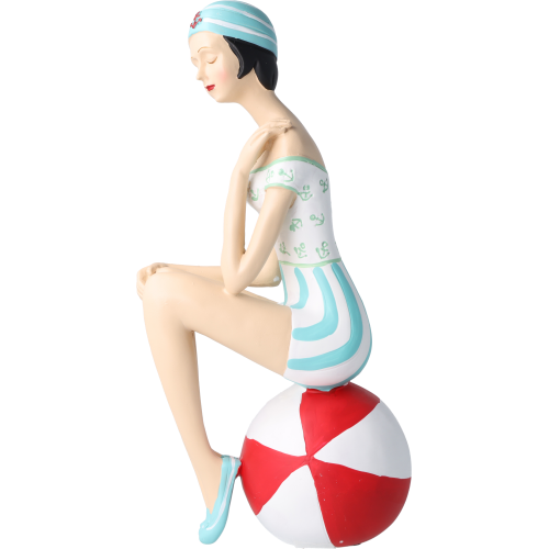 Pinup Schwimmerin sitzend auf Ball Pinup Schwimmerin sitzend auf Ball