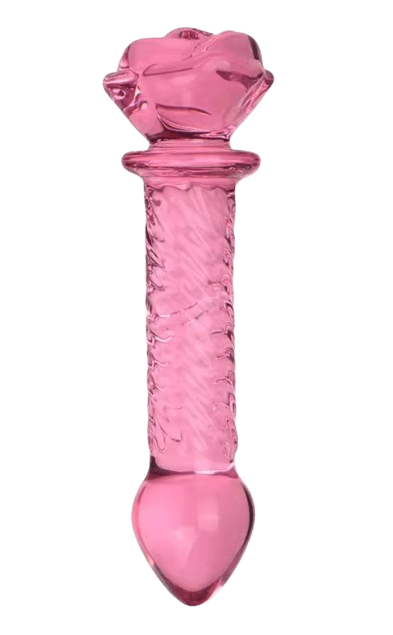 Glas-Dildo Rose gerippt Glasdildo Rose