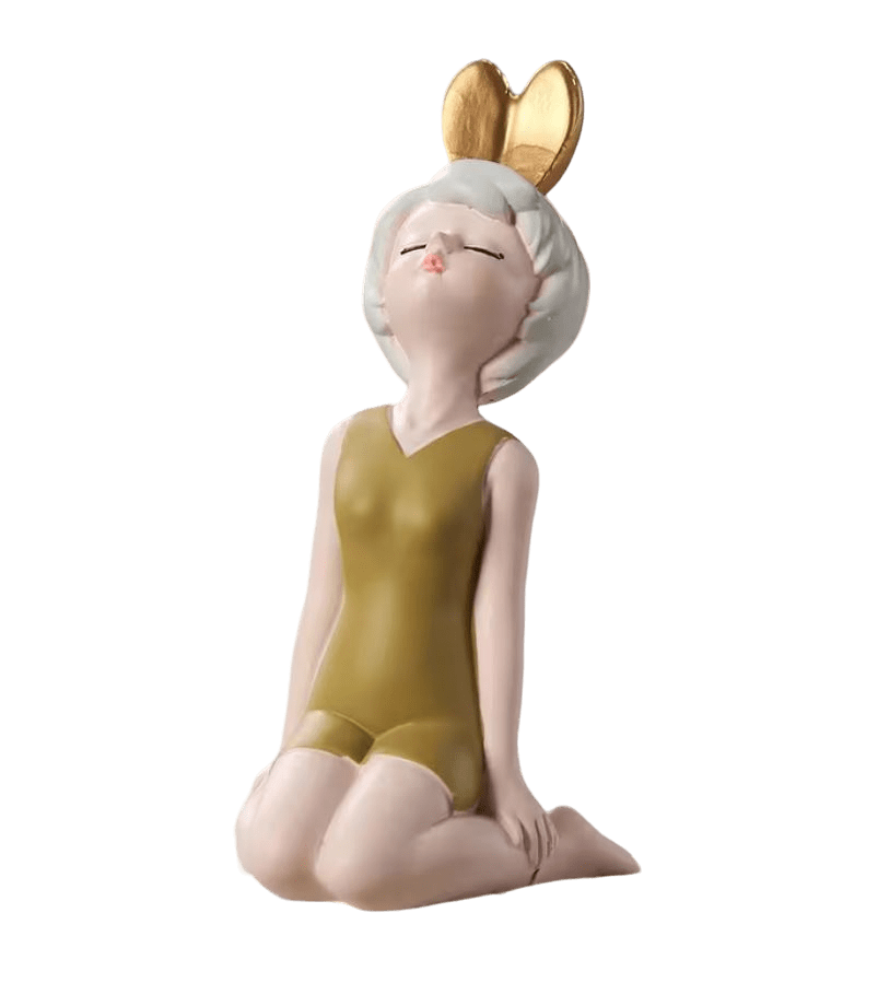 Mädchen knieend grün Dekofigur Mädchen knieend grün