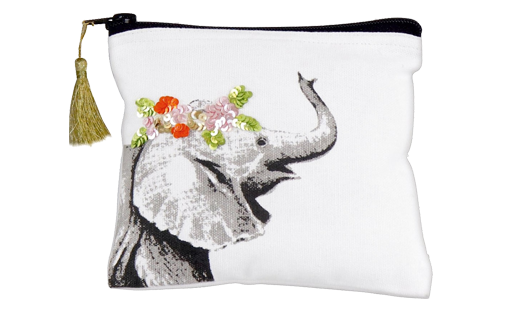 Kosmetiktasche mit Pailletten-Tieren Elefant Kosmetiktasche mit Pailletten-Tieren Elefant ohne Hintergrund
