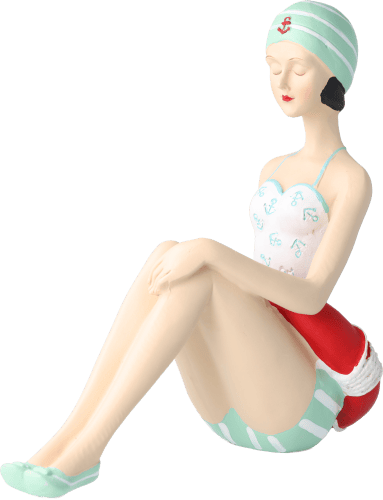 Pinup Schwimmerin sitzend mit Ring