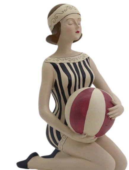 Pinup knieend mit Ball 1920 Pinup Dekofigur mit Ball