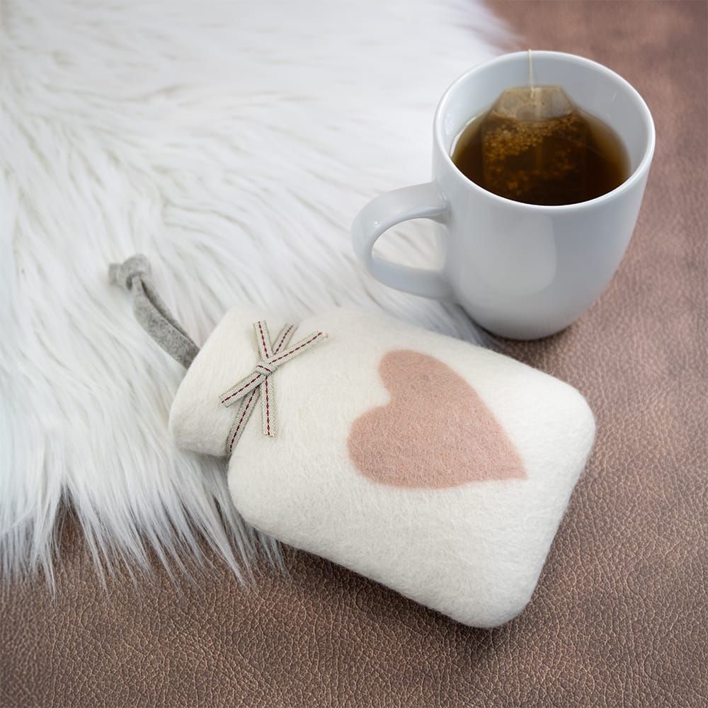 Mini-Wärmflasche Herz weiß