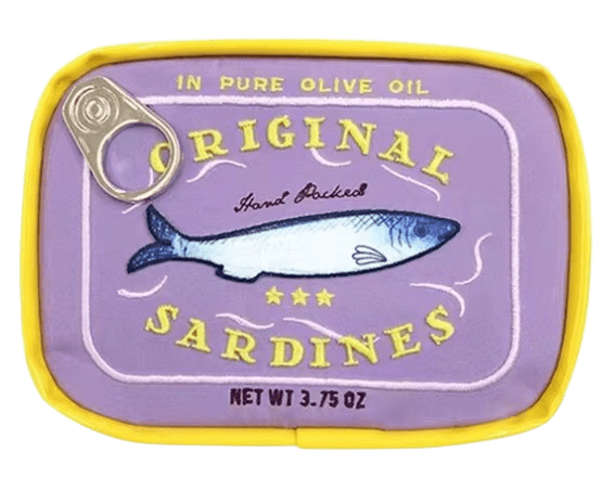 Sardinen-Kosmetiktasche Lila Kosmetiktasche Sardinenbüchse