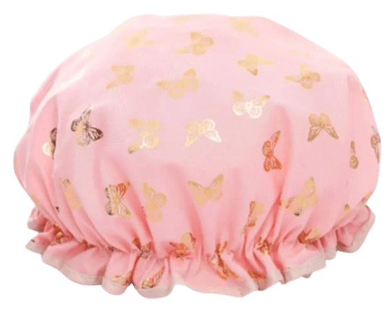 Showercap Pink Butterfly Showercap scharz mit goldenen Schmetterlingen