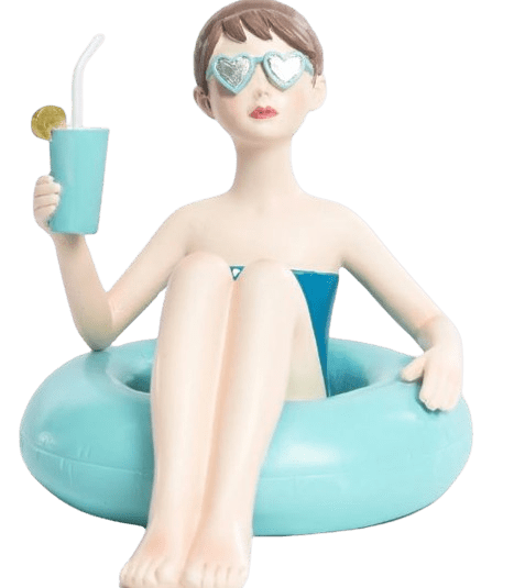 Mädchen im Schwimmring grün Dekofigur Mädchen im Schwimmring