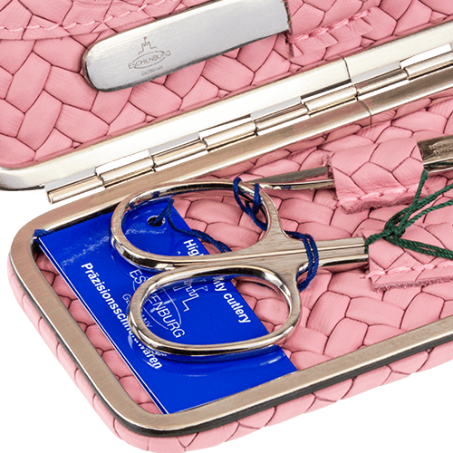 Maniküre-Etui Flechtleder Rose